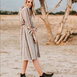 Piper & Scoot Lola Striped Midi Dress in Blue